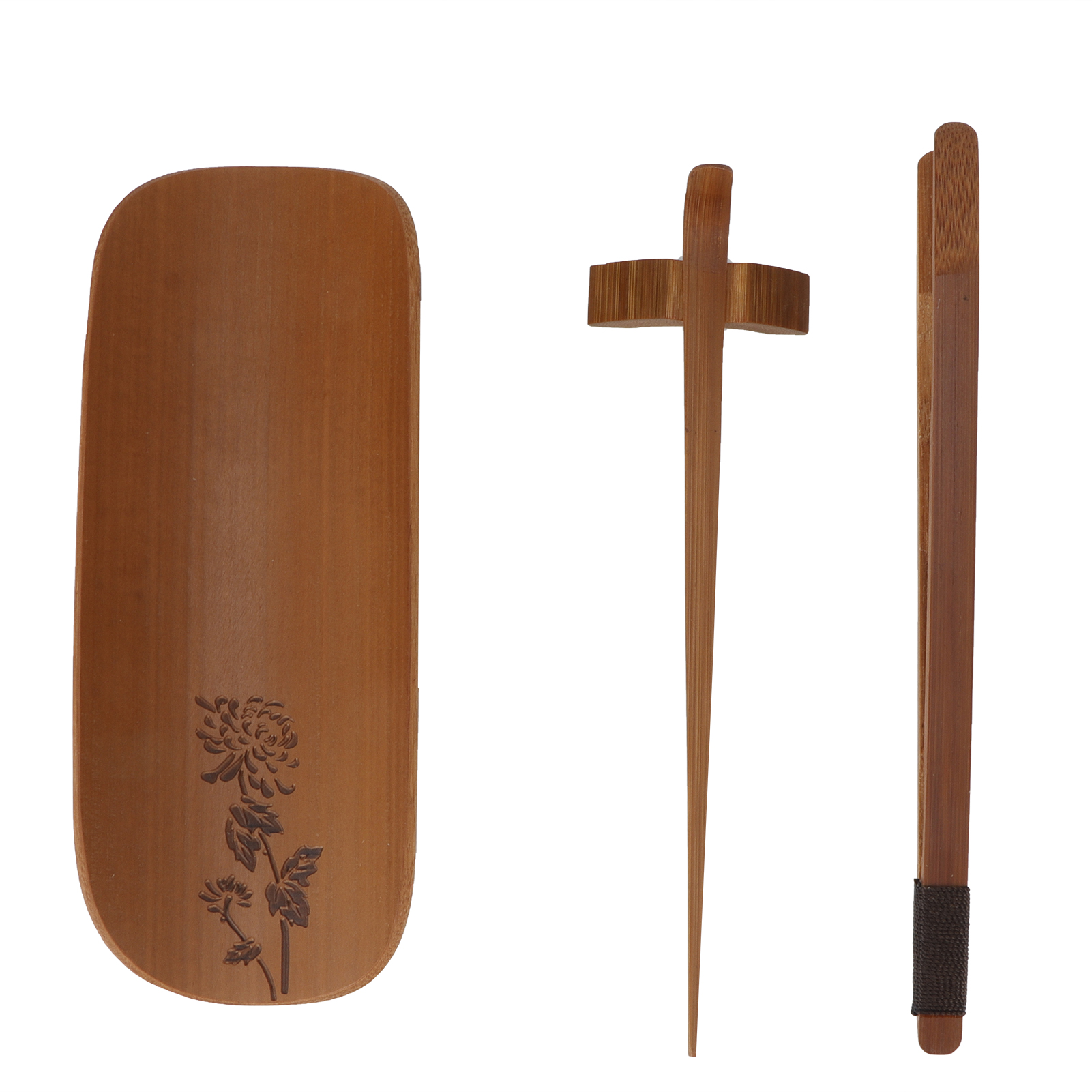 Set Aus 4 Handgeschnitzten Bambus-teelöffeln, Accessoires Für Die Teezeremonie (chrysantheme)
