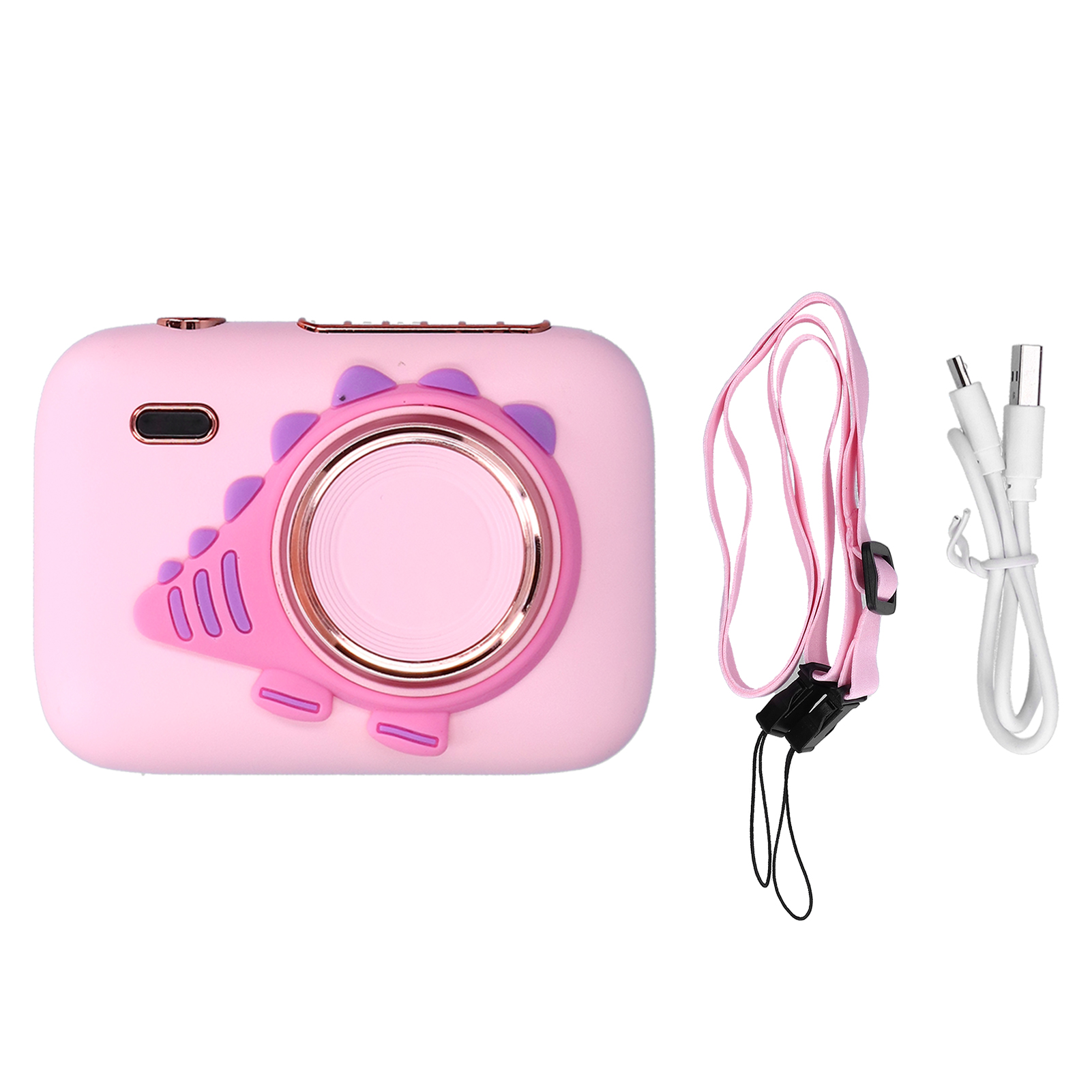 Tragbarer Nackenventilator, Mini-ventilator In Kameraform Mit Pinkfarbenem Usb-ladekabel