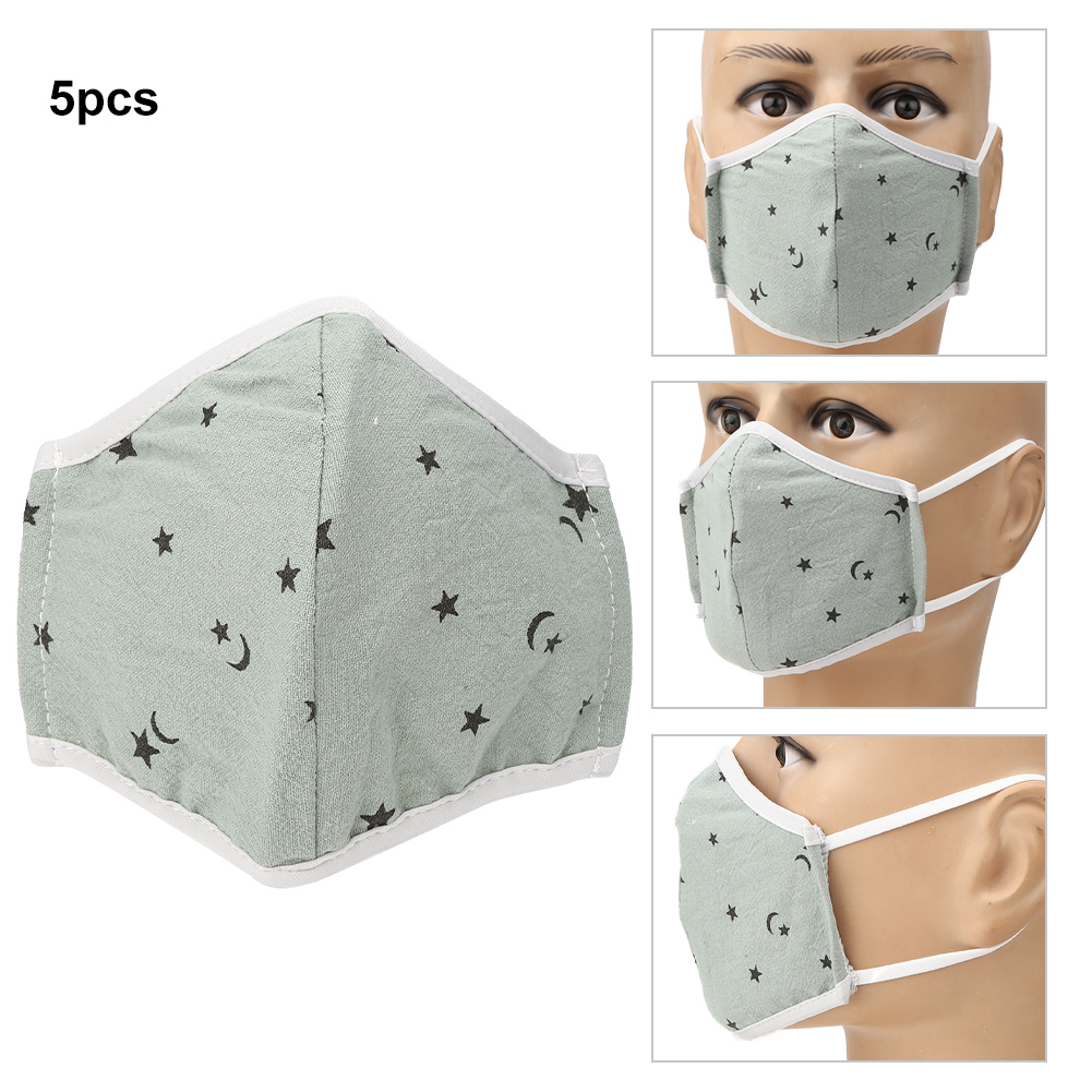Packung Mit 5 Beschlagfreien, Waschbaren Und Atmungsaktiven Gesichtsmasken Für Kinder (grün).