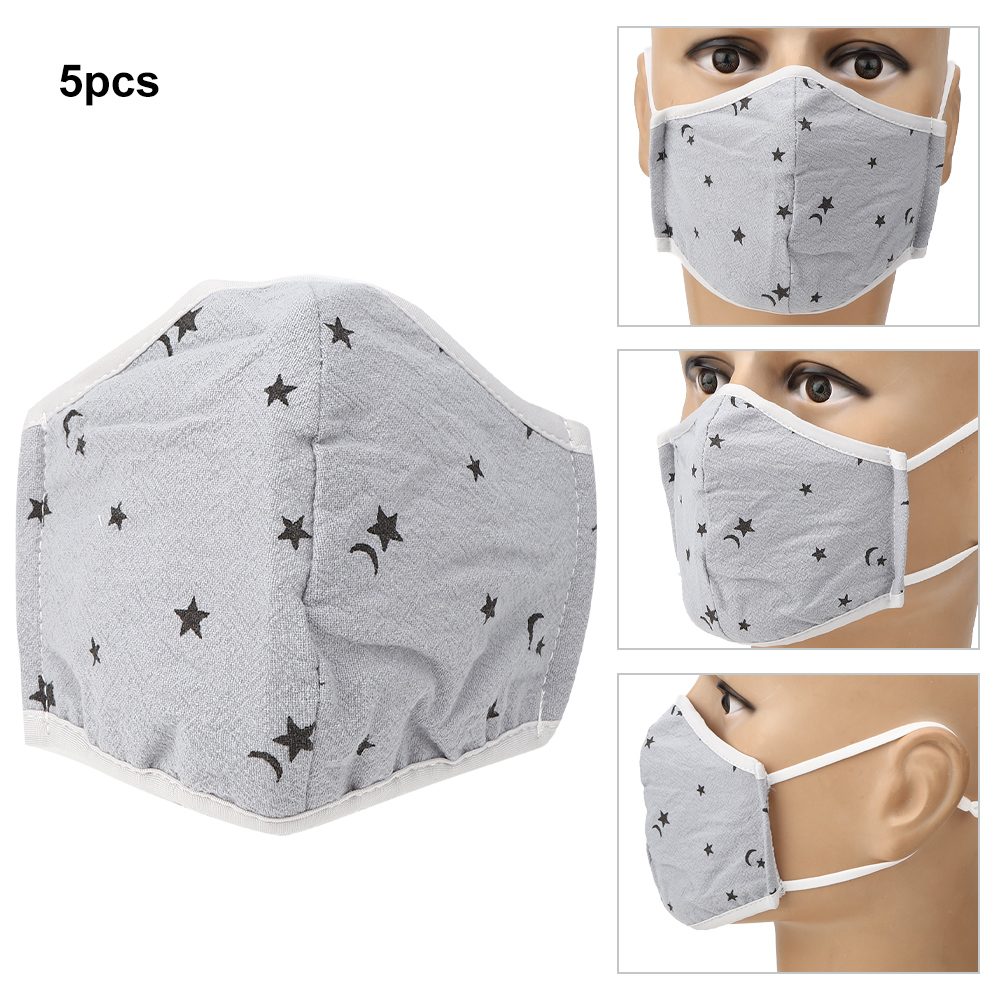 Packung Mit 5 Waschbaren Und Atmungsaktiven Antibeschlag- Und Antistaub-gesichtsmasken Für Kinder (grau)