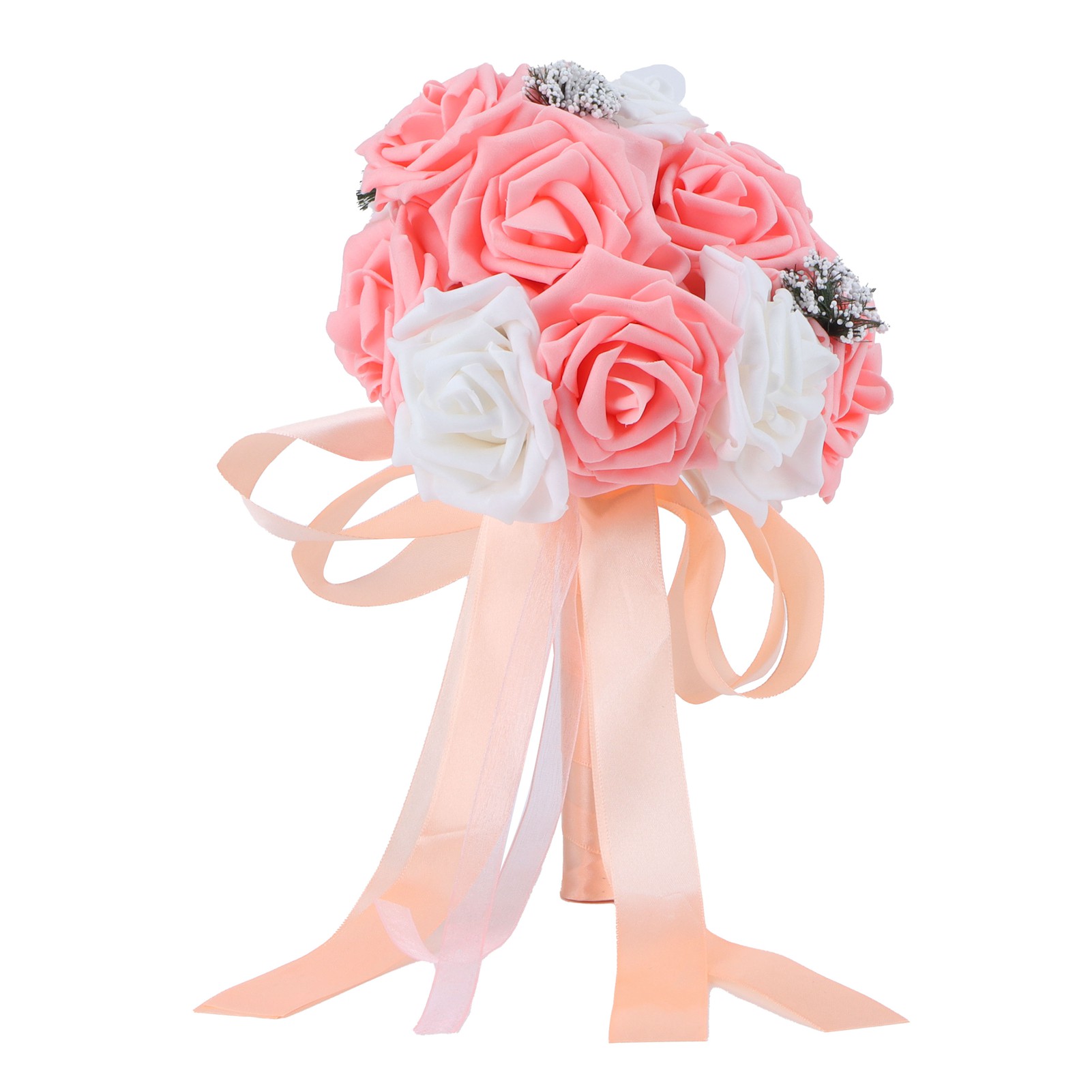 Pe-brautstrauß, Künstliche Blumen Für Hochzeiten, Büros Oder Innendekoration, Orange Und Rosa.