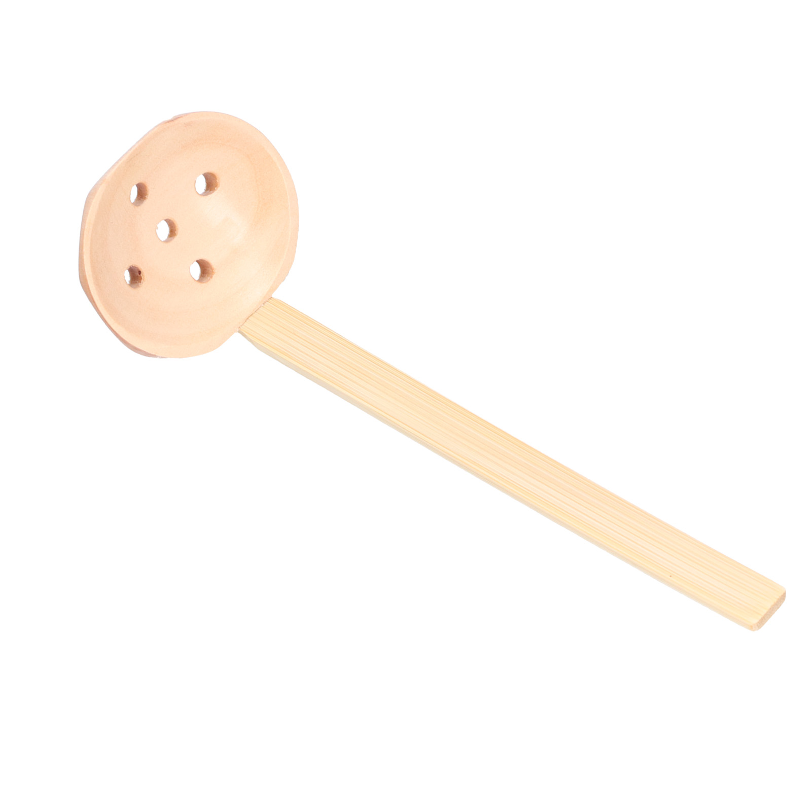 Suppenlöffel Aus Holz Mit Langem Griff Und Sieb.