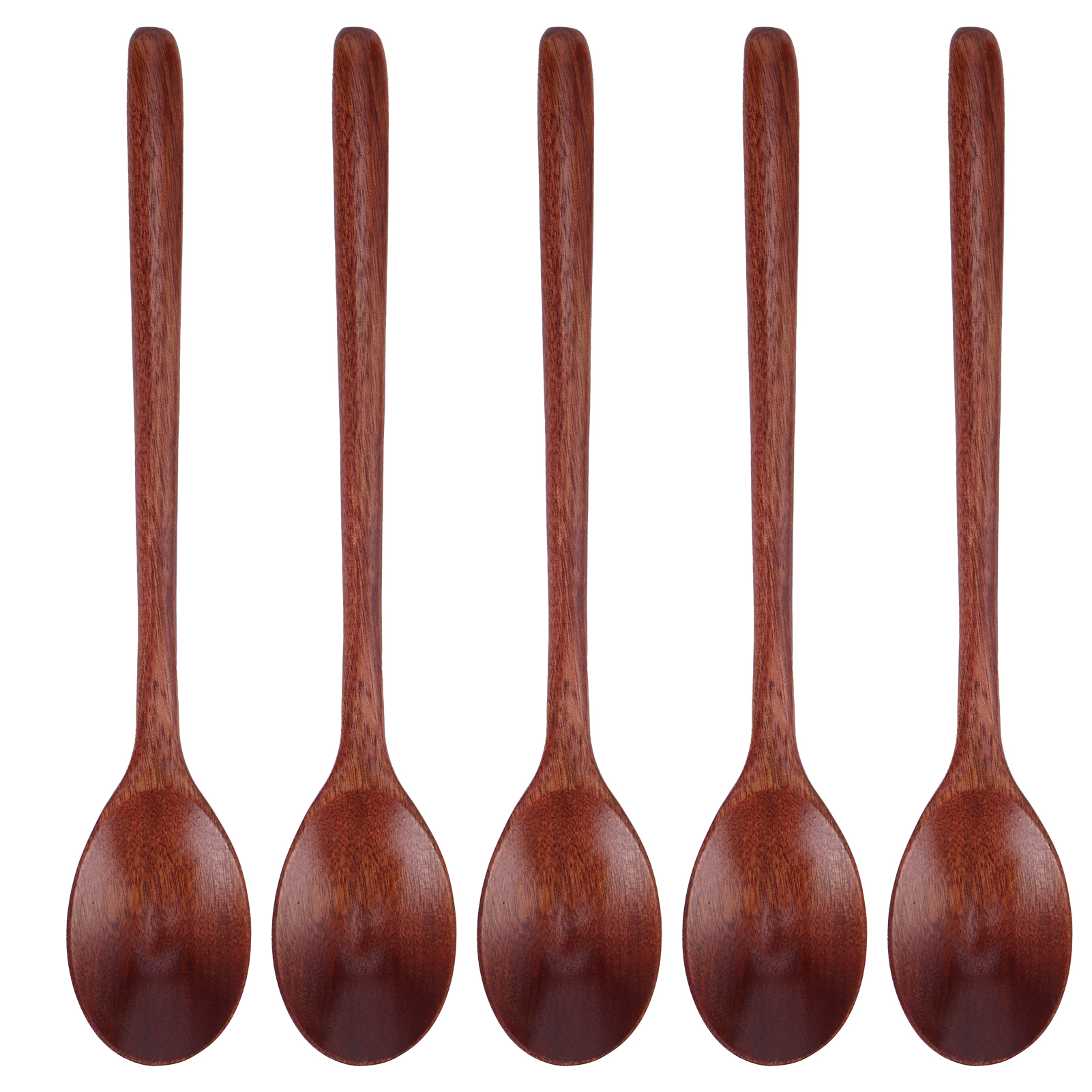 Set Mit 5 Langstieligen Suppenlöffeln Aus Holz, Ideal Zum Grillen, Campen, Für Partys Und Zum Kochen Zu Hause. Erhältlich In Verschiedenen Farben.