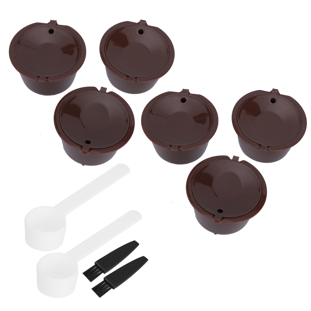 Set Aus 2 Wiederverwendbaren Und Nachfüllbaren Kaffeekapseln Mit Filter, Löffel Und Bürste, Kompatibel Mit Dolce Gusto Kaffeemaschinen.
