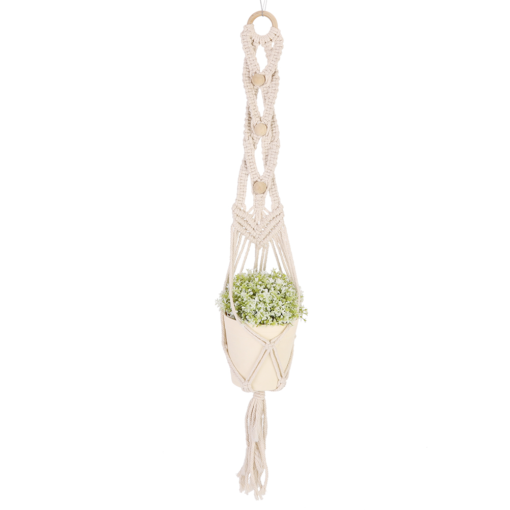 Hängender Blumentopf Im Böhmischen Stil Mit Quasten Aus Handgeflochtenem Baumwollseil. Wanddekoration.