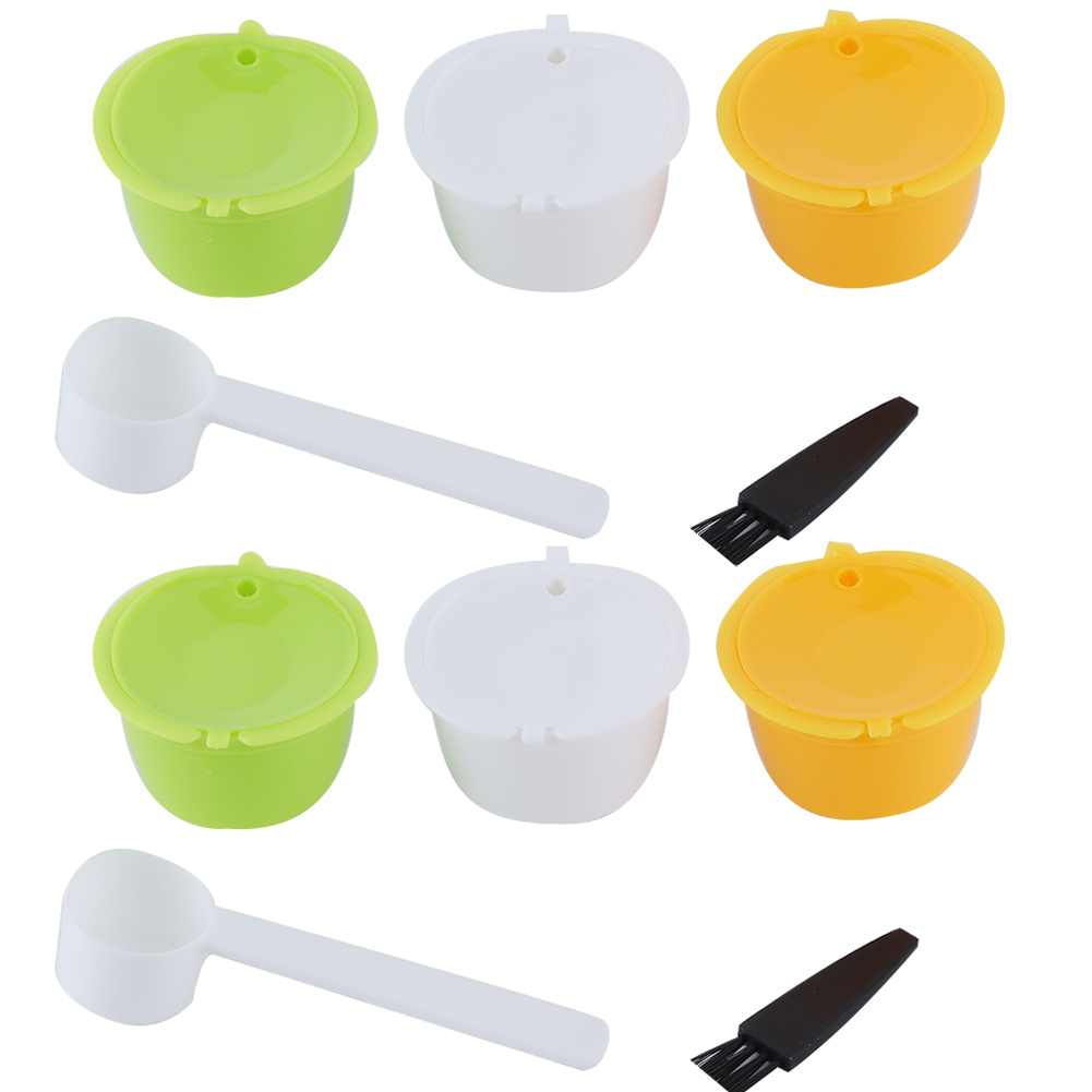 Set Mit 2 Wiederbefüllbaren Kaffeekapseln, Wiederverwendbarem Kaffeefilter, Reinigungsbürste Und Löffel, Kompatibel Mit Dolce Gusto