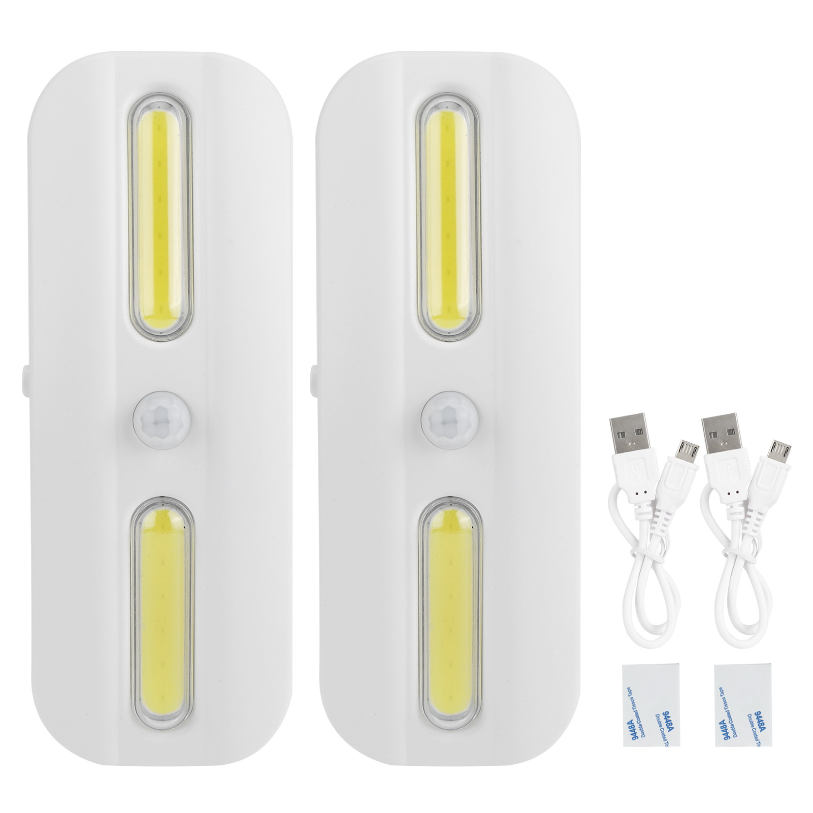 Set Aus 2 Usb-aufladbaren Cob-led-leuchten Mit Bewegungsmelder, Für Schrank, Garderobe Oder Flur.