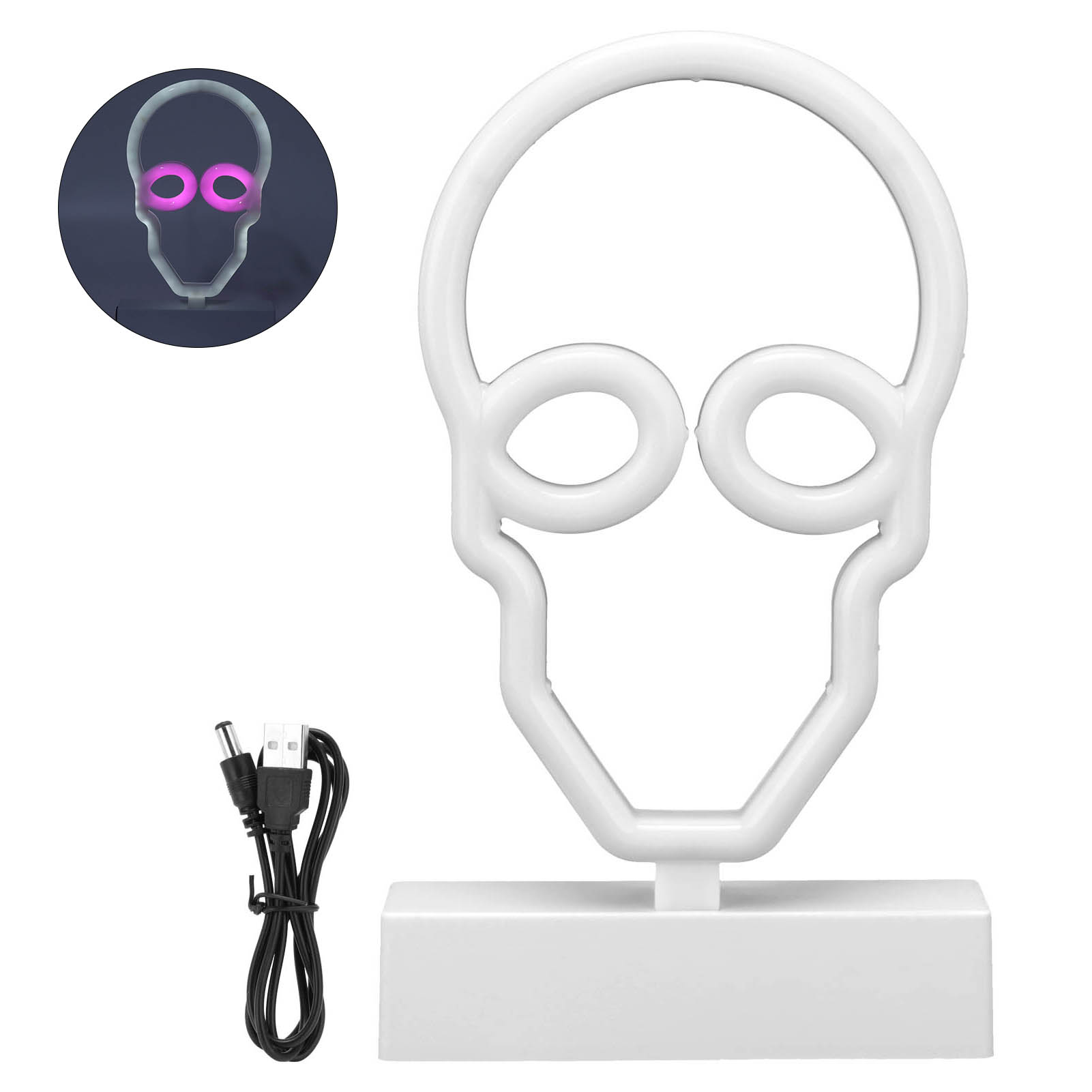 Totenkopfförmiges Neon-nachtlicht Mit Sockel, Led-neonlichtschild Für Schlafzimmer, Bar Und Wanddekoration.