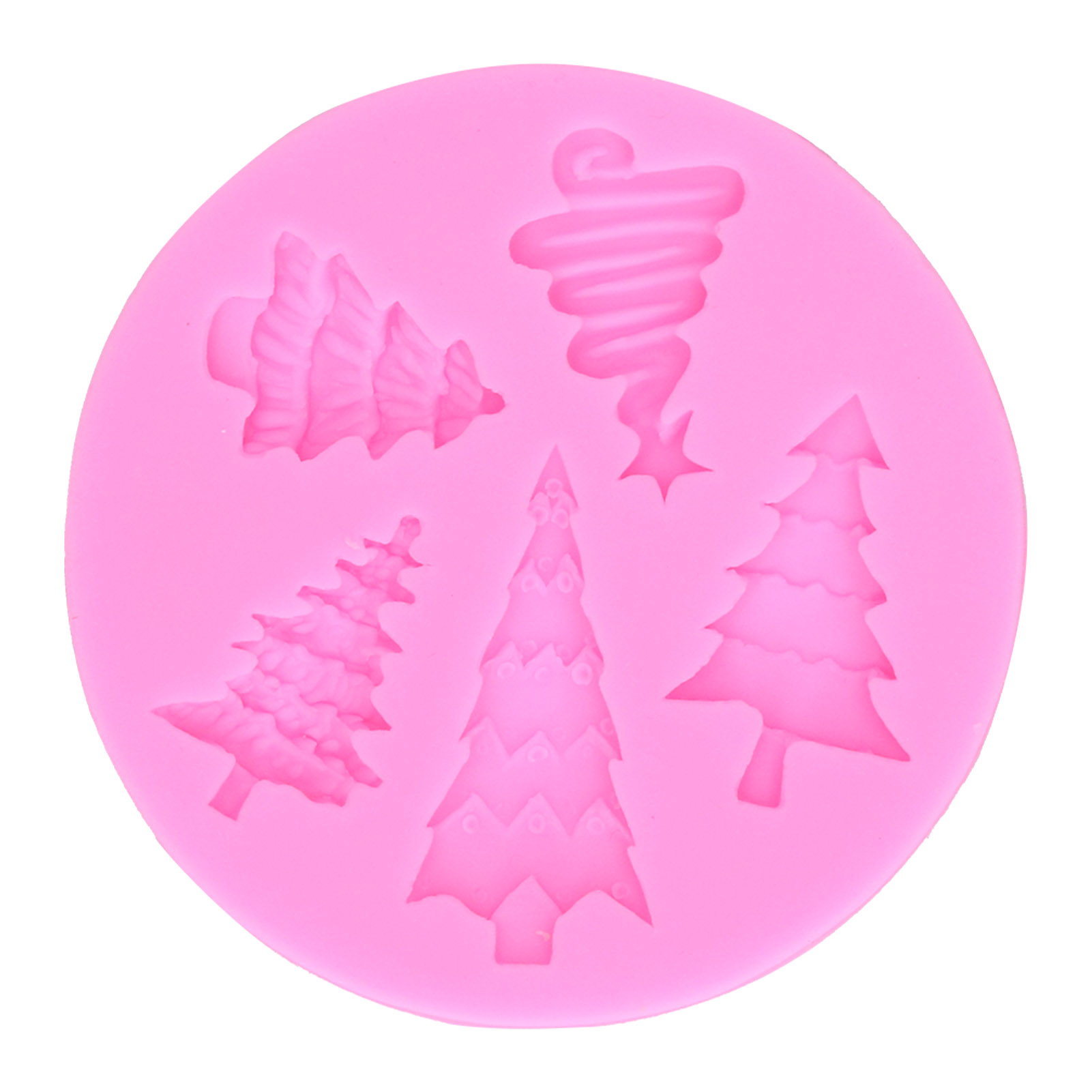 Rosa Silikon-weihnachtsbaumform Für Fondant, Schokolade Und Selbstgebackenes Gebäck. Ideal Für Zuhause Und Zum Backen.