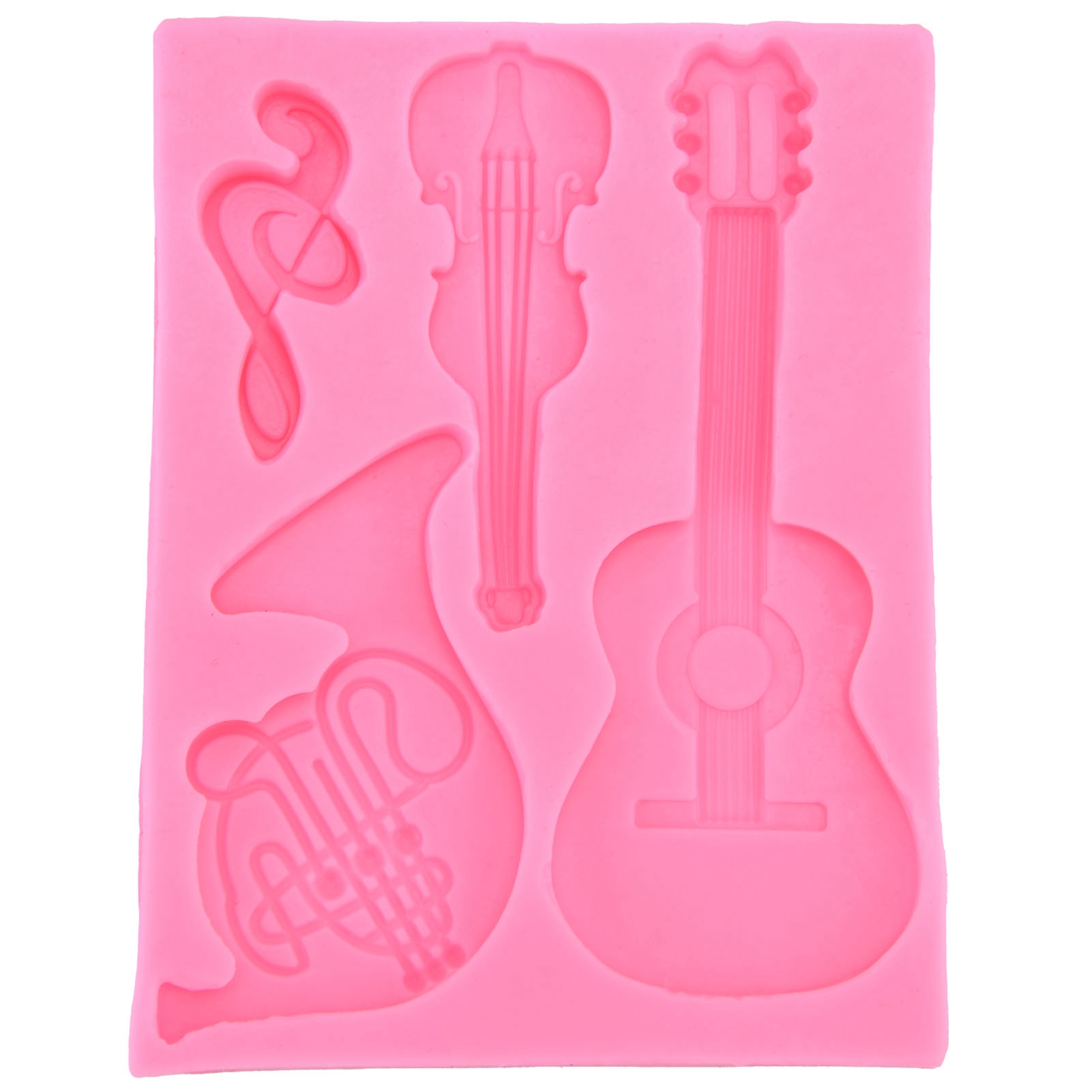 Silikonform In Gitarrenform Zum Dekorieren Von Schokoladen- Und Fondanttorten, Ideal Für Selbstgebackene Köstlichkeiten.