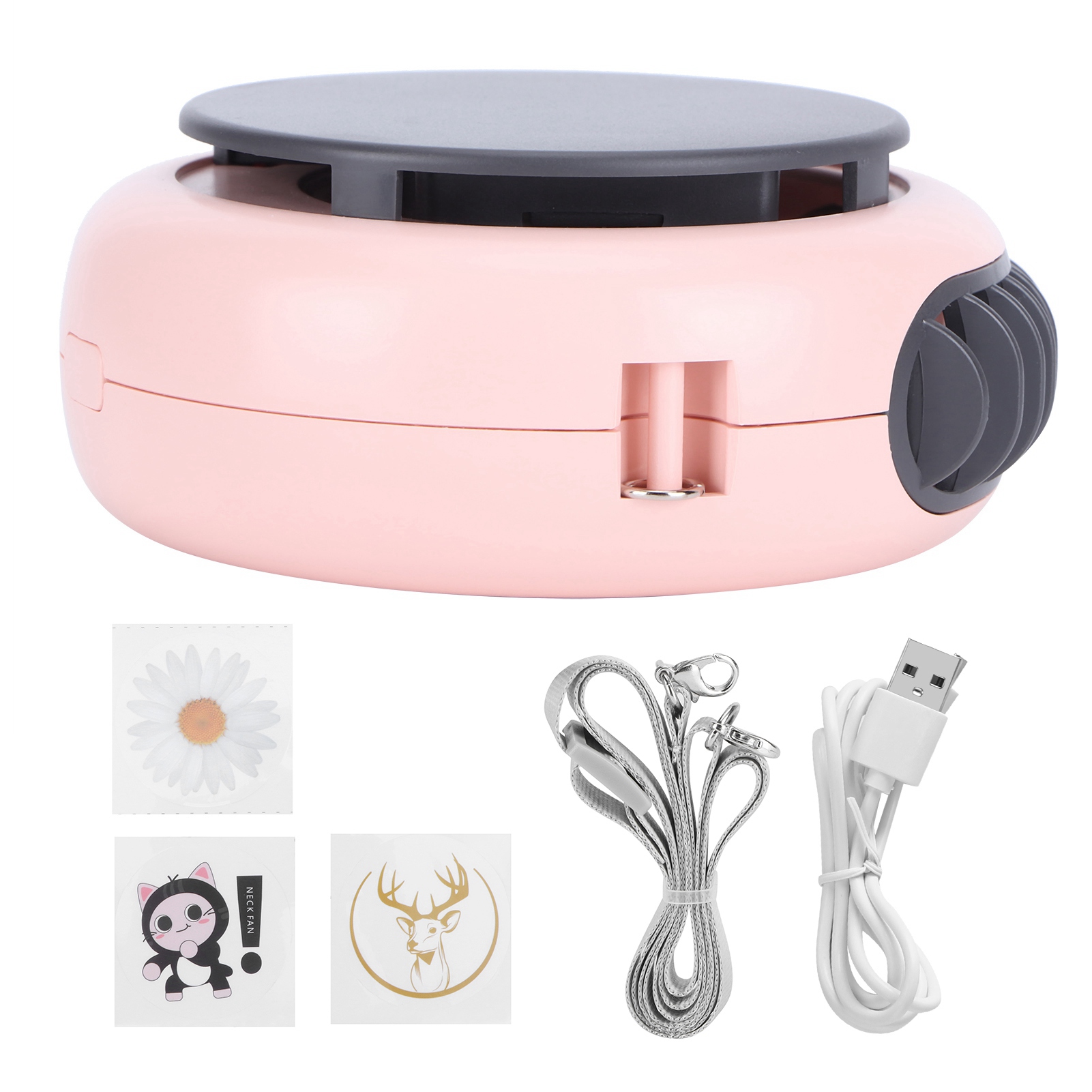 Kleiner Rundhalsventilator Mit Muster, Tragbar, Per Usb Aufladbar, Ideal Für Zuhause Oder Studentenwohnheime.