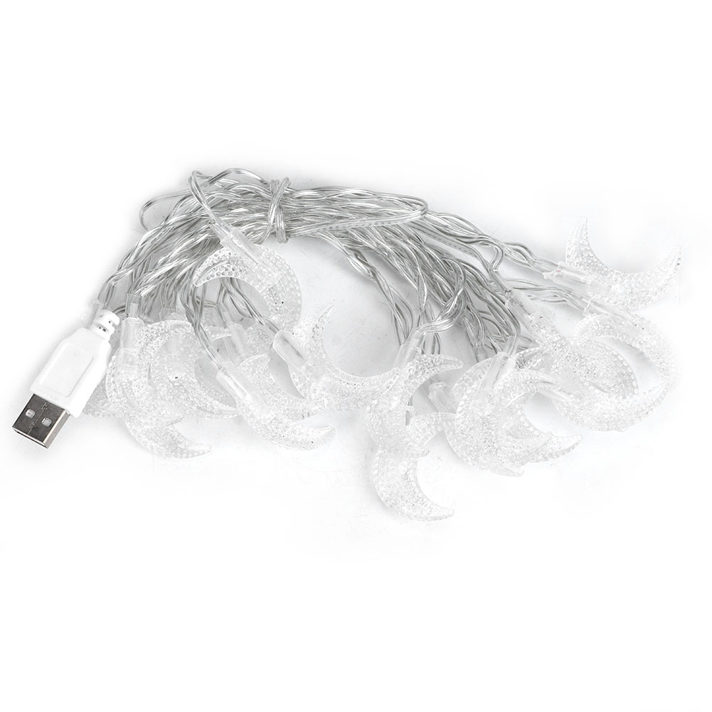 20 Led-lichterketten Mit Mondanhänger Aus Kunststoff Für Die Garten- Oder Hofdekoration In Der Weihnachtszeit. Usb-aufladbar, Warmweißes Licht.