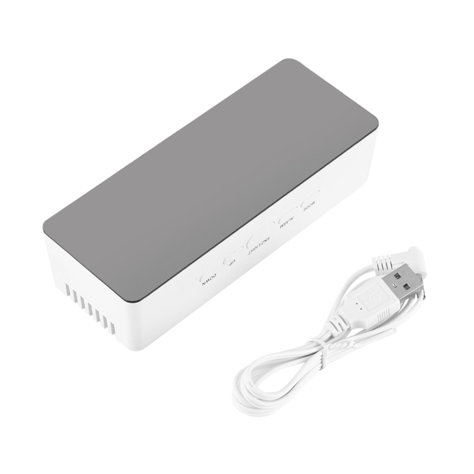 Multifunktionaler Digitaler Led-kosmetikspiegel Mit Wecker Und Rechteckiger Form