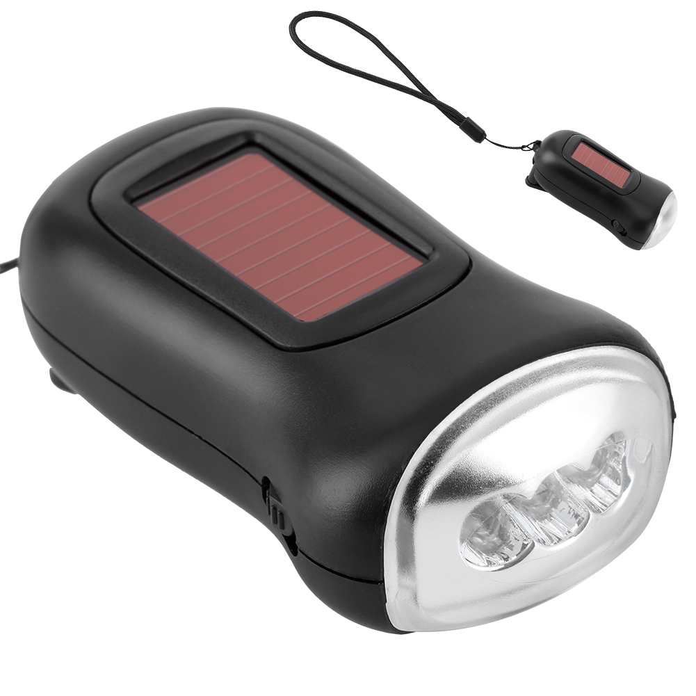 Wiederaufladbare, Solarbetriebene Led-taschenlampe Mit Handkurbel Und Dynamo Für Outdoor-camping