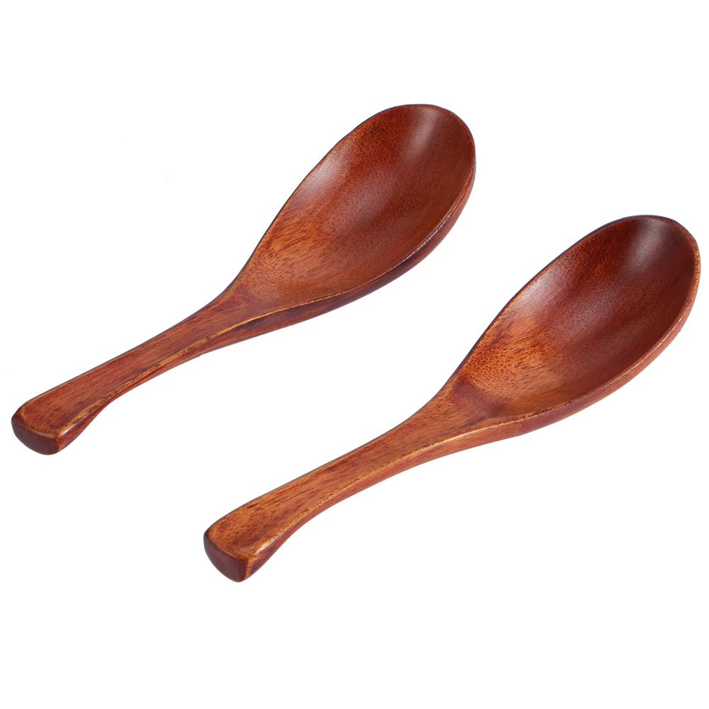 Set Aus 2 Kurzstieligen Suppenlöffeln Aus Holz, Küchenbesteck
