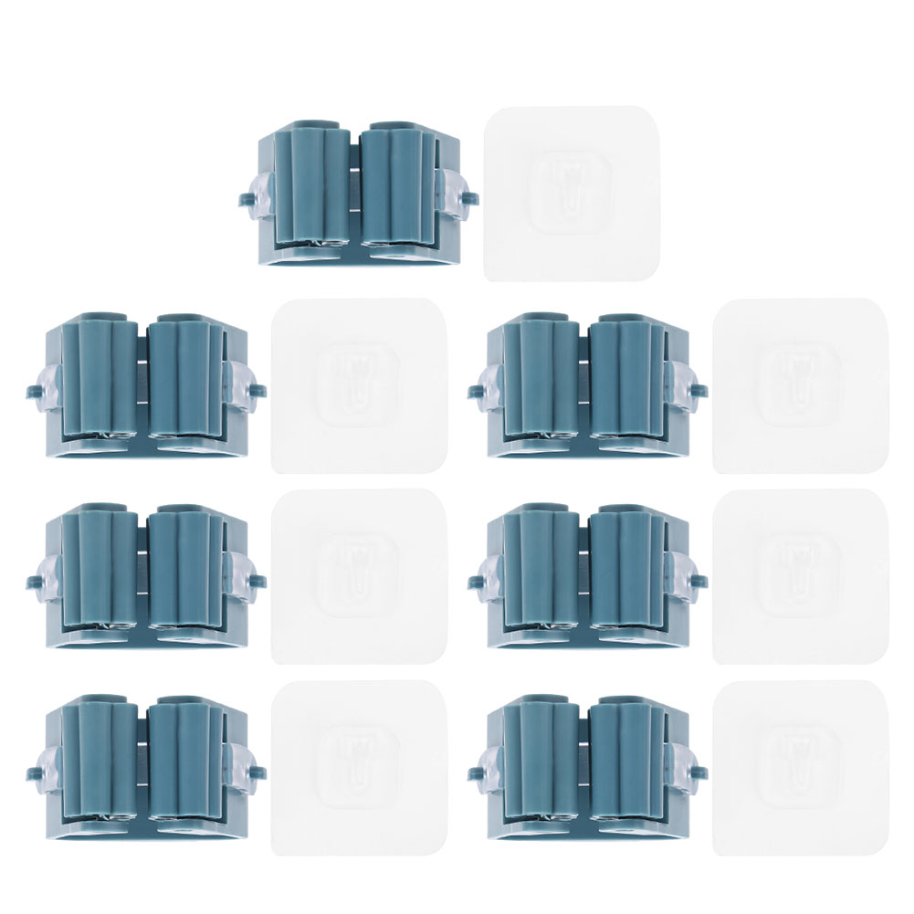 Set Mit 7 Hängenden Besenhaltern, Klebebefestigung Ohne Bohren, Für Badezimmer Oder Haushalt, Blau-lila
