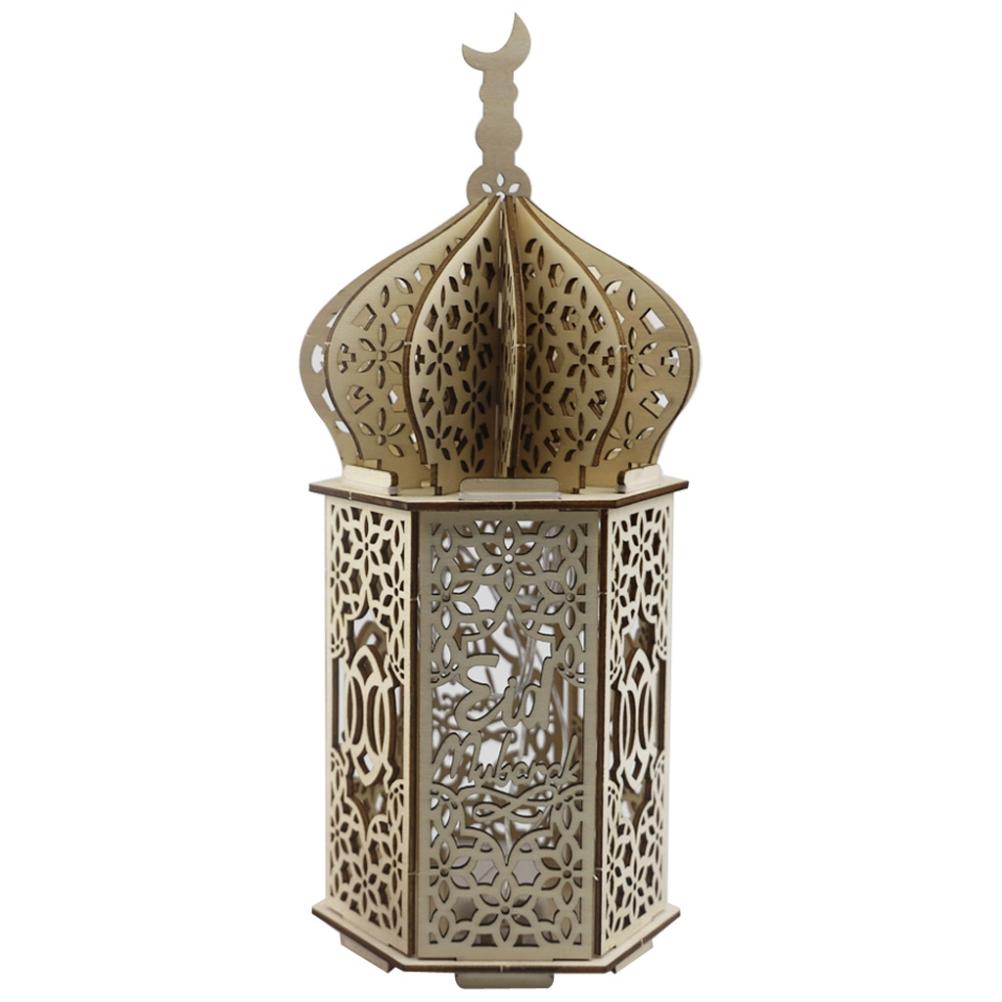 Ramadan-led-lampe Aus Holz, Eid-mubarak-mondlicht, Dekorative Muslimische Laterne Für Zuhause