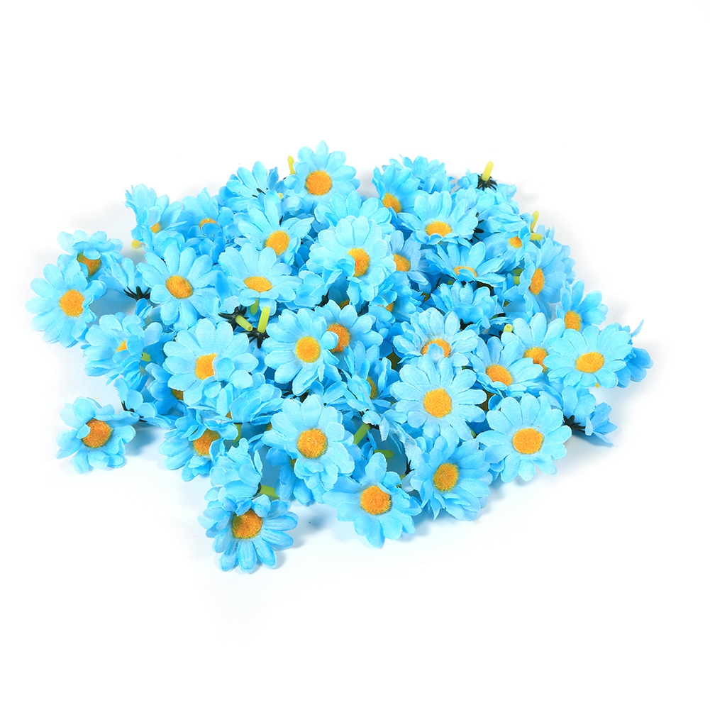 Packung Mit 100 Künstlichen Gerbera-köpfen, 4 Cm, Großhandel, Für Bastelarbeiten Und Hochzeiten (nr. 10 Hellblau)