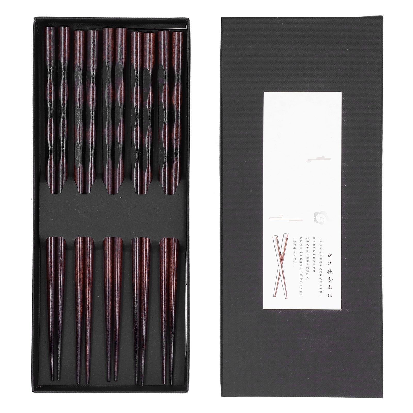 Set Mit 5 Paar Wiederverwendbaren Japanischen Essstäbchen Aus Holz, Küchenaccessoire