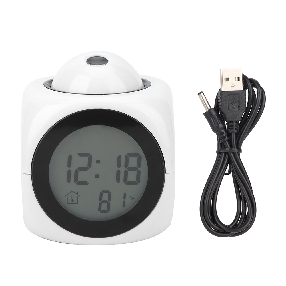 Moderner Und Trendiger Projektionswecker, Weiß, Mit Usb-kabel, Im Angebot