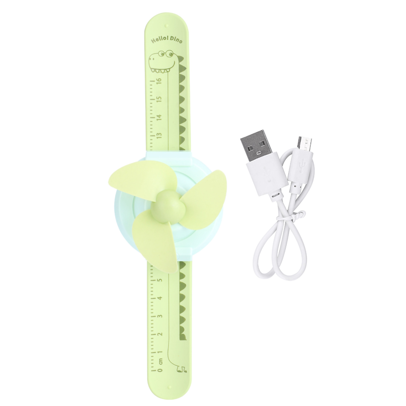 Kompakte Und Innovative Uhr In Cartoonform, Verstellbarer Mini-handgelenkventilator Für Kinder, Linealarmband, Usb-ladefunktion, Grün