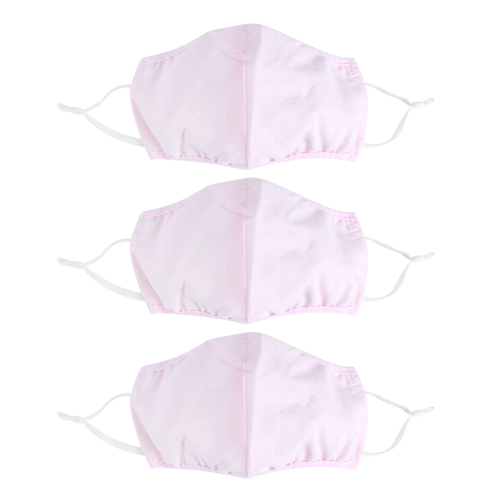 Set Mit 3 Waschbaren, Staubdichten Und Atmungsaktiven Gesichtsmasken Aus Baumwolle Für Erwachsene (männer Und Frauen) (rosa)