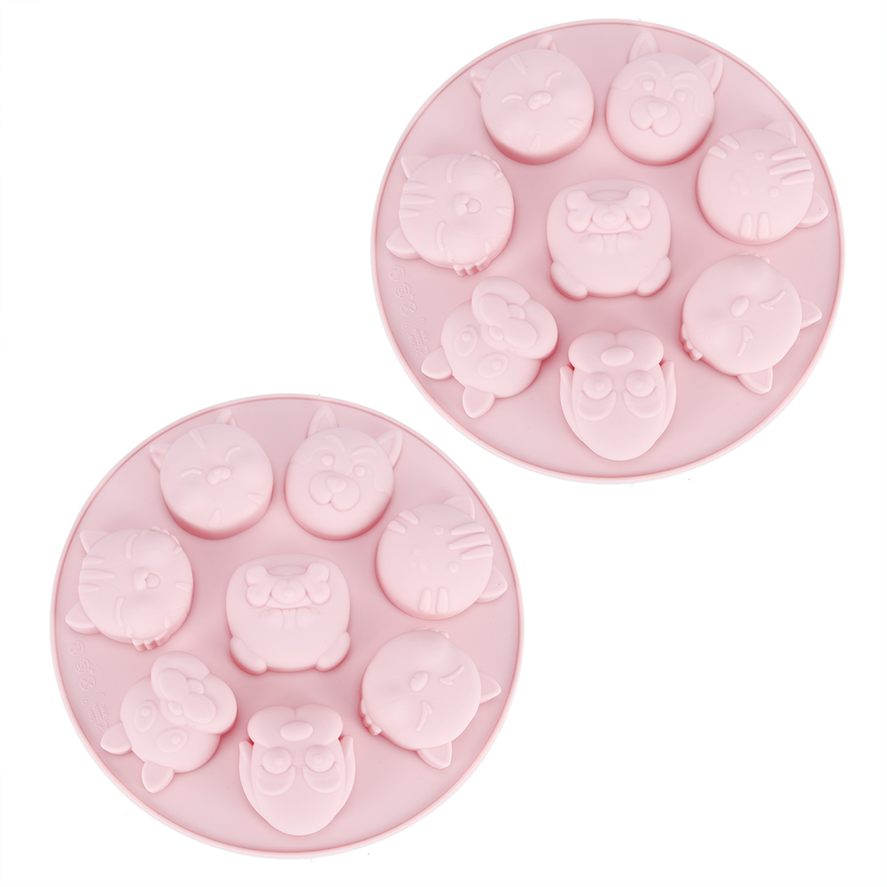 Set Aus 2 Antihaftbeschichteten Silikonformen In Form Von Comic-tieren, Küchenzubehör Für Kuchen, Pralinen Und Gebäck (rosa).