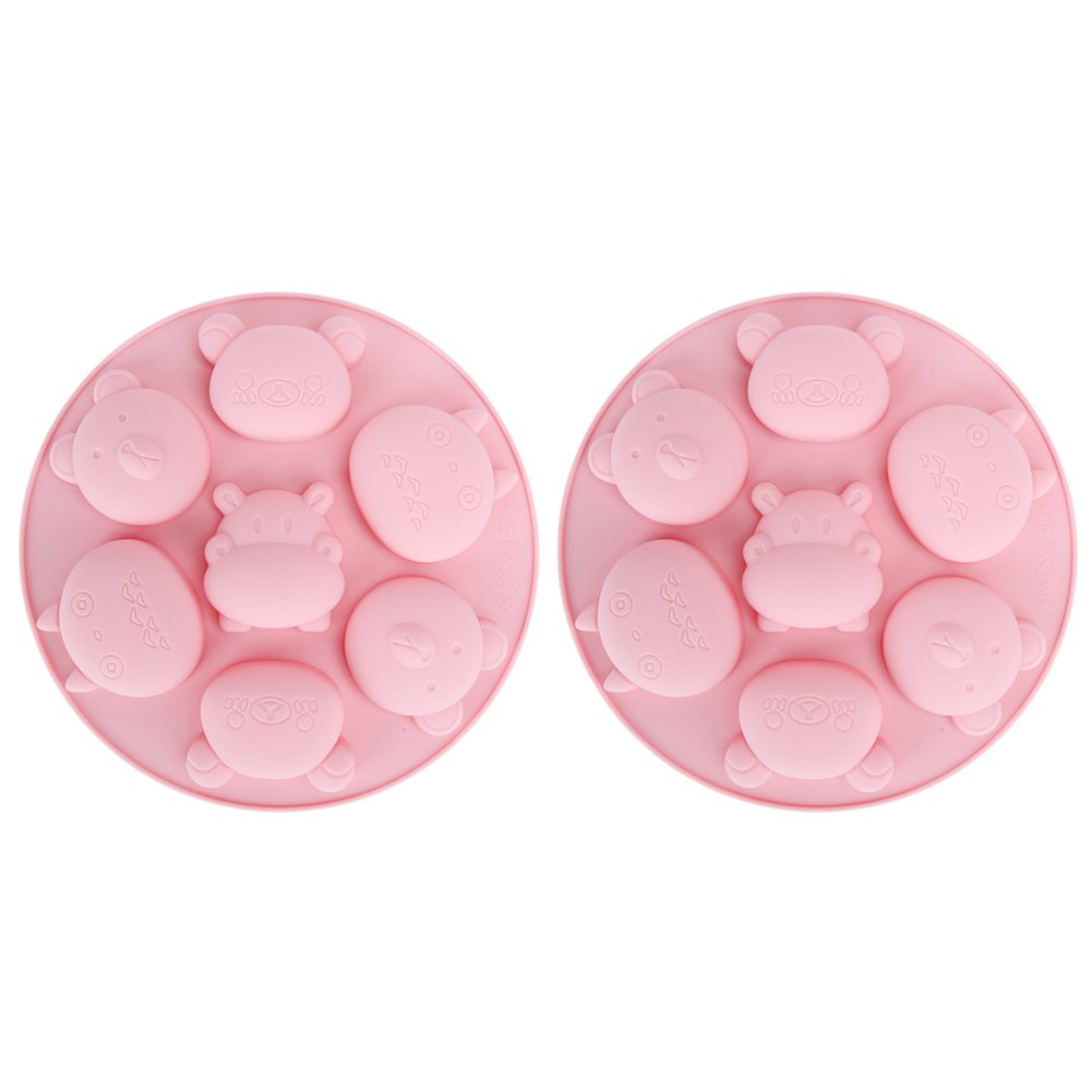 Set Mit 2 Antihaftbeschichteten Silikonformen In Form Von Comic-tieren Für Kuchen, Pralinen Und Gebäck (rosa)