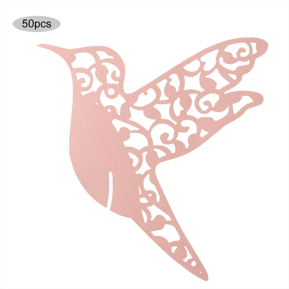 50 Hohle, Vogelförmige Tischkarten Zur Tischdekoration Mit Weingläsern (rosa)