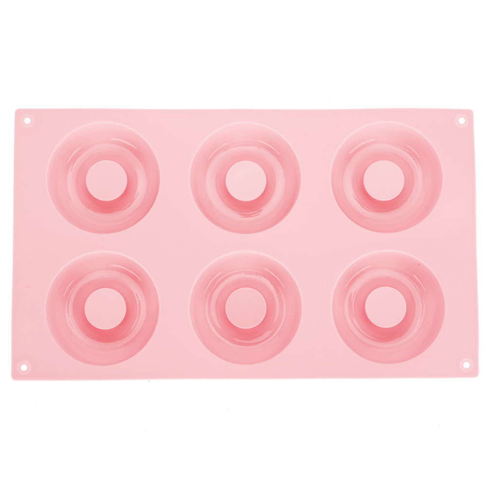 Silikon-donutform Mit 6 Mulden, Antihaftbeschichtet, Für Kuchen Und Kekse, Küchenzubehör (rosa)