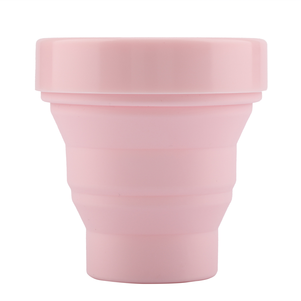 Zusammenfaltbarer, Tragbarer Und Leichter Silikonbecher Mit Deckel Für Wasser Und Kaffee (rosa)
