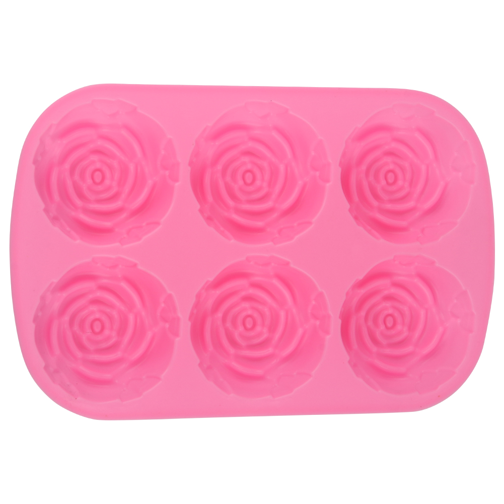 Rosa Silikon-schokoladenkuchen- Und Puddingform Mit 6 Rosenförmigen Mulden, Mikrowellen- Und Gefriergeeignet.