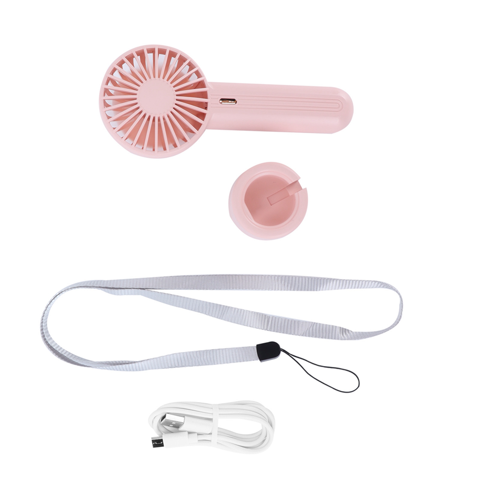 Pinkfarbener 3-in-1-taschenventilator, Tragbar, Usb-aufladbar, Für Den Einsatz Zu Hause Und Im Freien