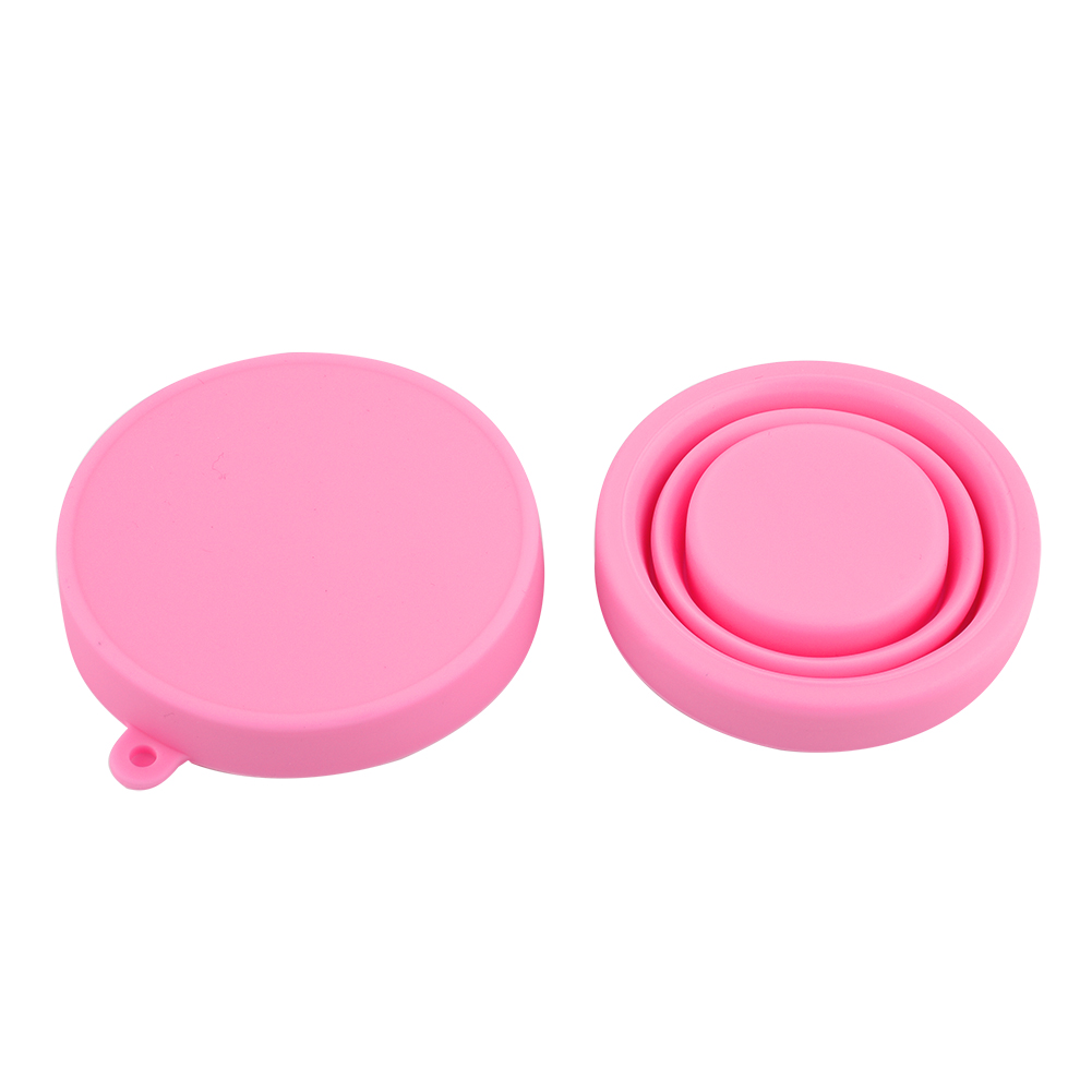 Faltbarer Teleskopbecher Aus Rosa Silikon, Ideal Für Reisen, Camping Und Outdoor-aktivitäten.