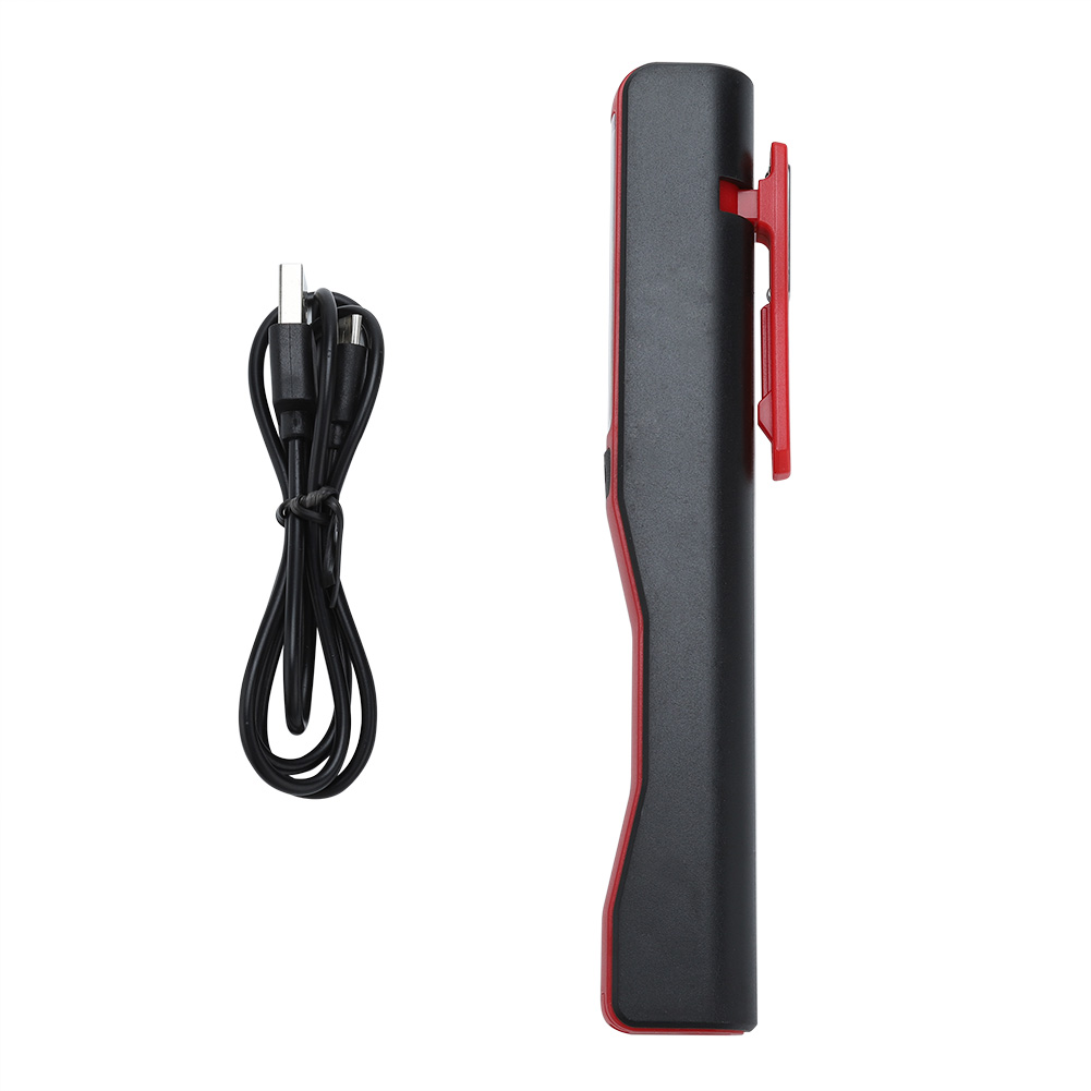 Wiederaufladbare Cob-led-taschenlampe, Kugelschreiber Mit Drehbarem Magnetclip, Rot