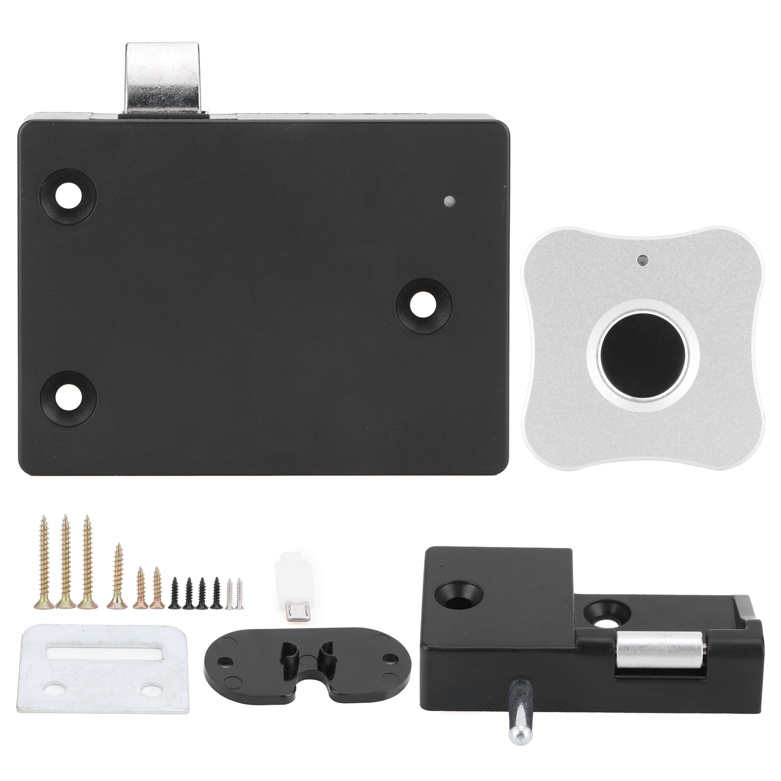 Home Smart Fingerabdruckschloss Aus Aluminiumlegierung, Kleines Elektrisches Schloss Für Schrankschubladen, Blütenförmig, Silber.