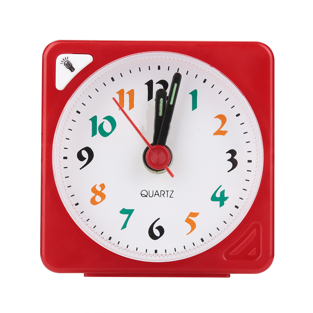 Mini-quarz-reisewecker Mit Led-licht Und Schlummerfunktion, Batteriebetrieben, Rot.