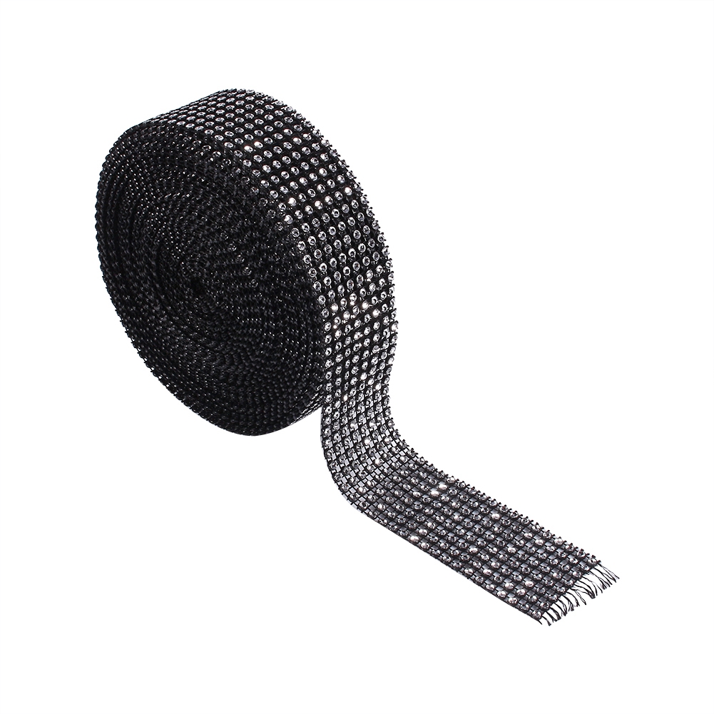 Strassbandrolle Mit Diamantmuster, 8 Reihen, 9,14 M (10 Yards), Glitzernd Schwarz