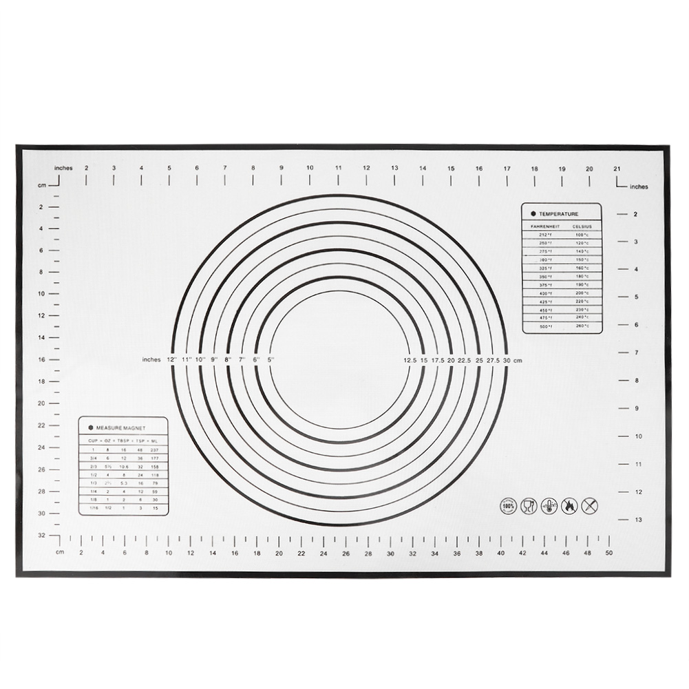 Antihaft-silikon-knetmatte Mit Graduierung Zum Kochen Und Backen (schwarz, 40 X 60 Cm)