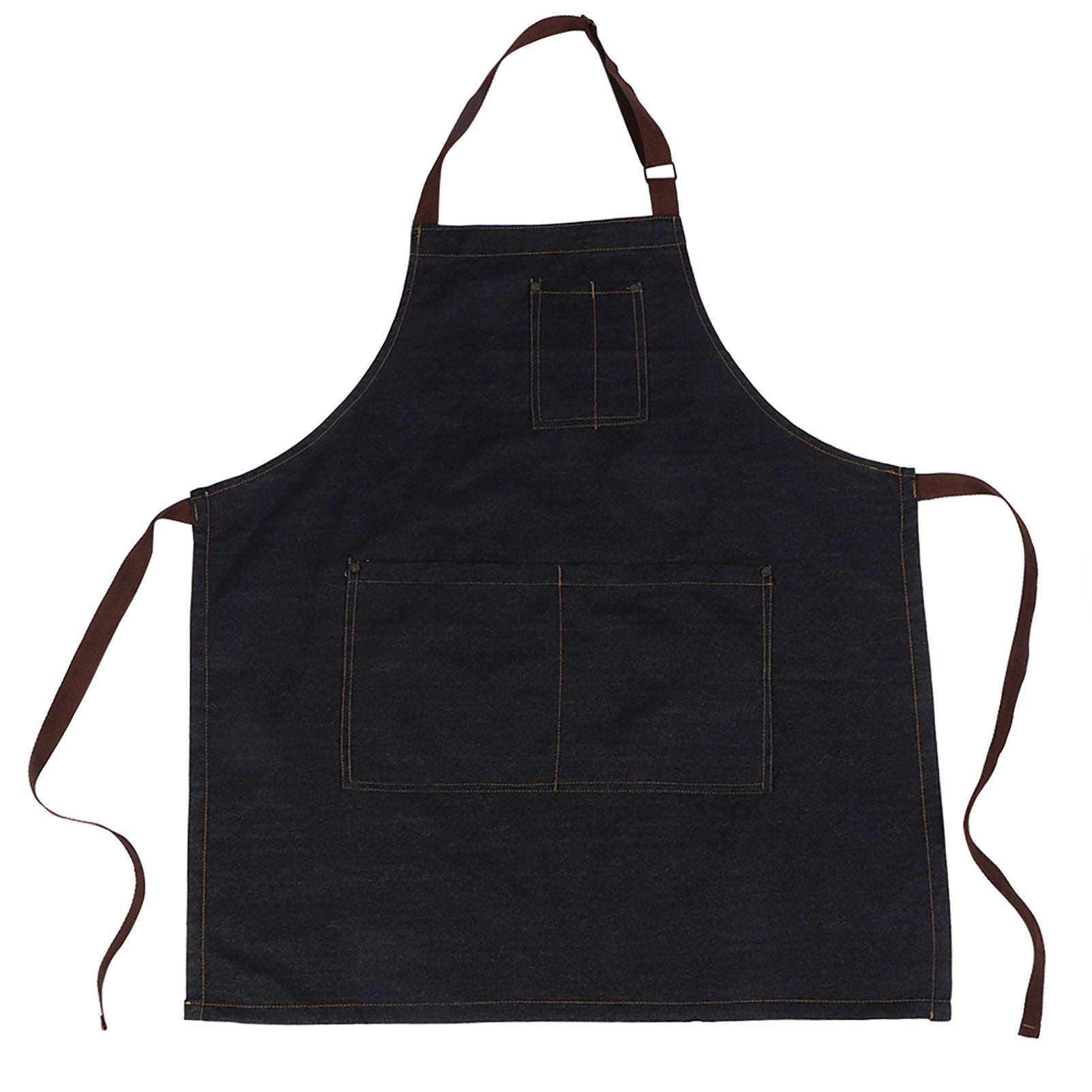 Unisex-arbeitsschürze Aus Denim Mit Taschen, Ideal Zum Zeichnen, Malen, Für Catering Und Café-service (schwarz)