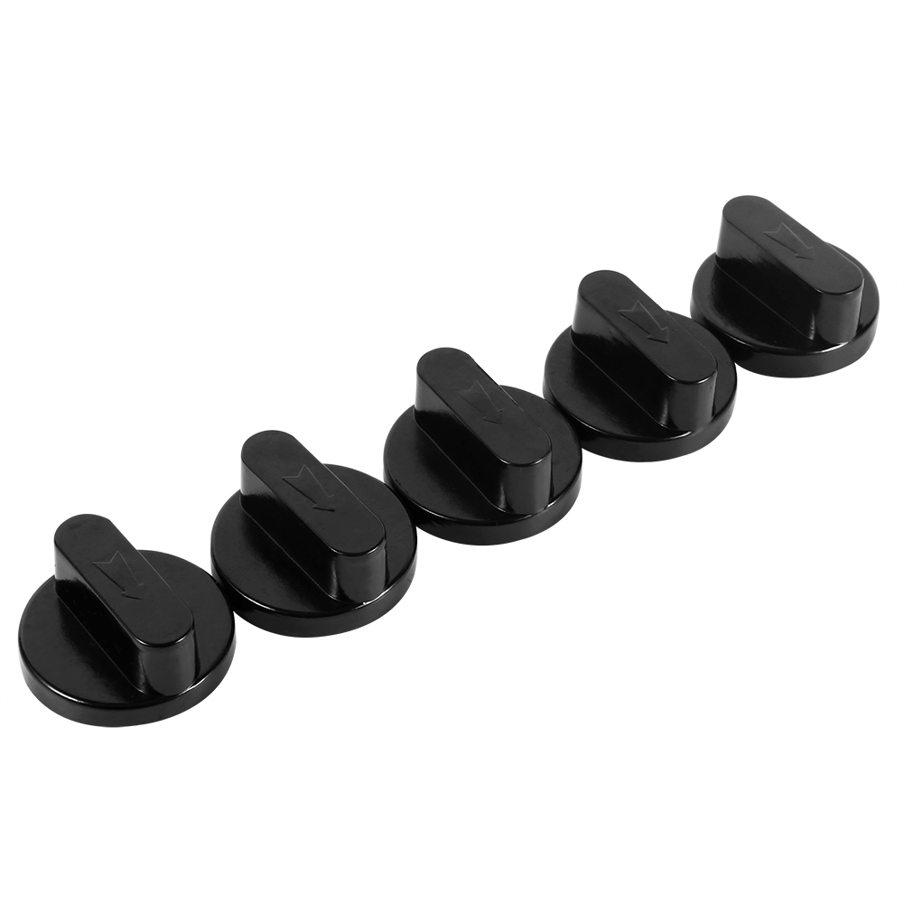 Set Mit 5 Universellen Schwarzen Bedienknöpfen Für Backofen, Gasherd Und Grill, Für Den Gebrauch In Haushalt Und Küche.