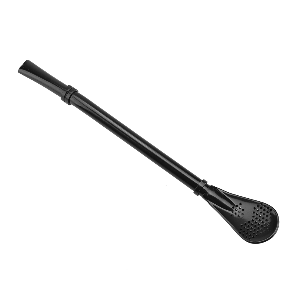 Edelstahl-strohhalmlöffel, Wiederverwendbar Und Abwaschbar, Schwarz