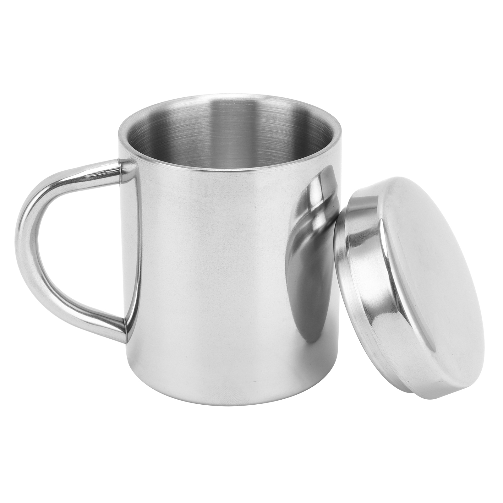 Tragbarer Teebecher Aus Edelstahl 304 Mit Deckel Und Henkel, Ideal Für Zuhause, Unterwegs Und Im Freien. Farbe: Silber. Fassungsvermögen: 200 Ml.