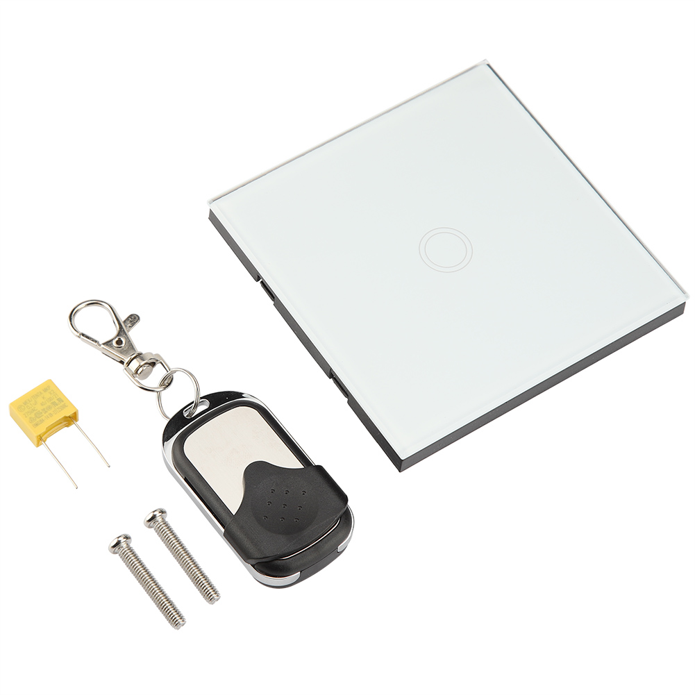 Intelligenter Touch-schalter Mit Einseitiger Schutzglasplatte Und Drahtloser Fernbedienung (weiß)