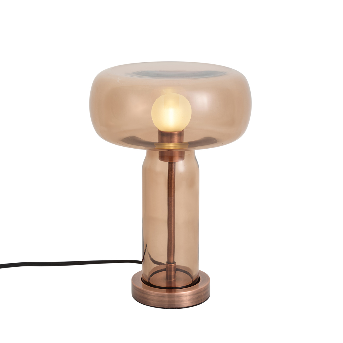 Qazqa Hotel Chic Tischleuchte Dunkelbronze Mit Braunem Glas -