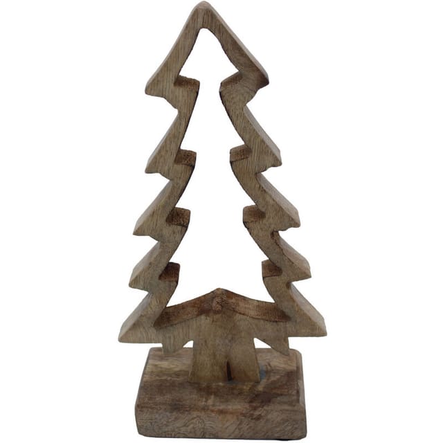 Spetebo - Deko Aufsteller Tannenbaum Aus Mangoholz - 25 Cm - Holz Weihnachtsbaum Zum Aufstellen - Weihnachts Tisch Fenster Winter Advent Dekoration