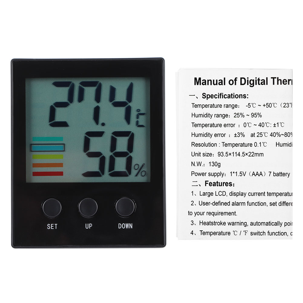 Digitales Thermometer-hygrometer Für Den Innenbereich Mit Hoch- Und Niedrigtemperaturalarm