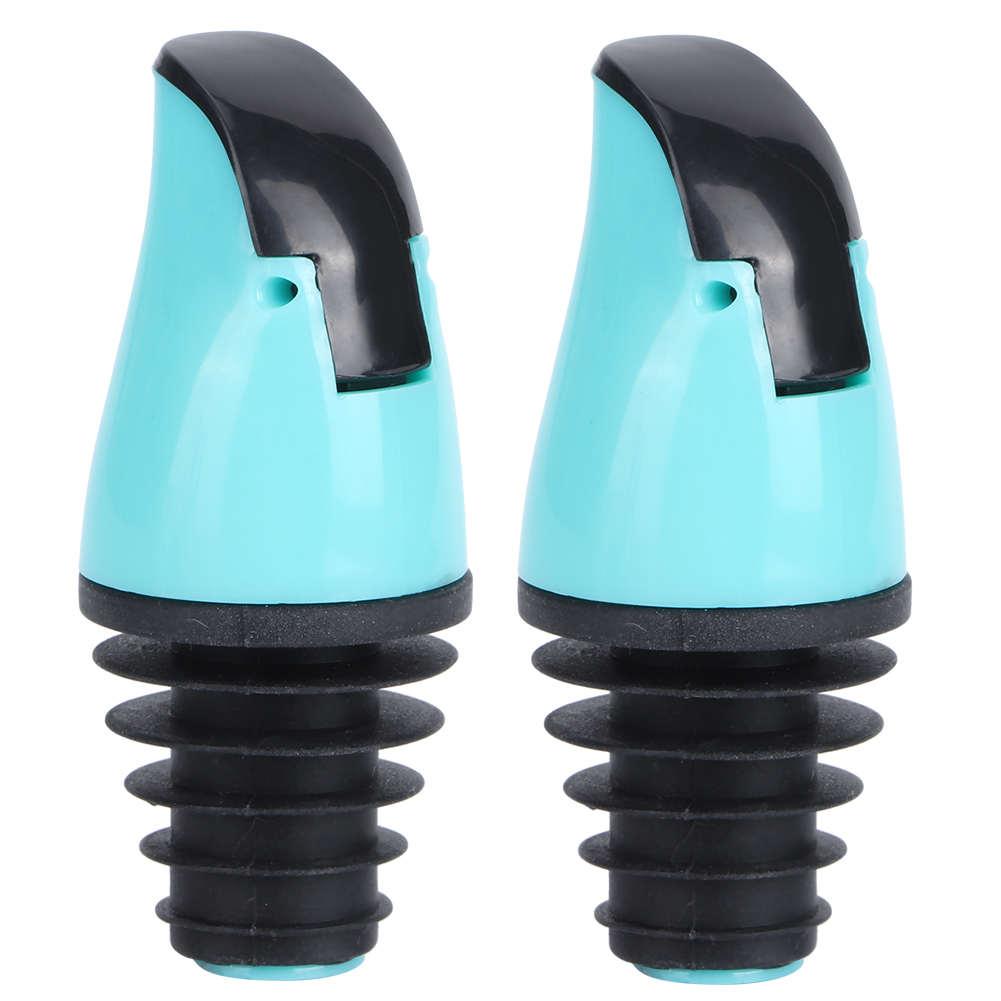 Set Mit 2 Ausgießverschlüssen Für Öl-, Wein-, Sojasaucen- Und Essigflaschen – Hellblaues Küchenaccessoire