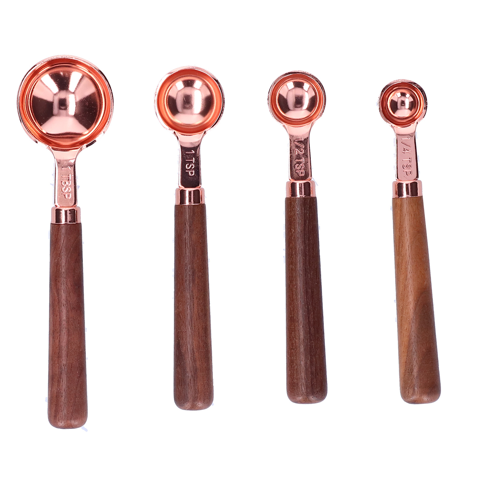 Set Aus 4 Roségoldenen Messbechern Mit Skala Und Messlöffeln Aus Edelstahl Für Die Küche (kleine Größe)