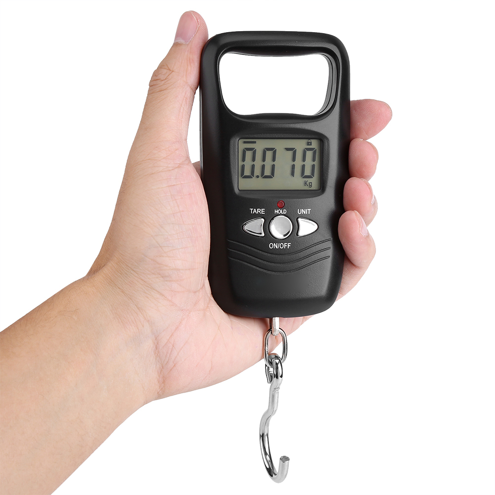 Weiheng 50 Kg Elektronische Taschengepäckwaage Mit Lcd-display Und Hintergrundbeleuchtung (schwarz)